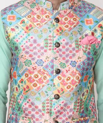 Multicolor Digital Printed Nehru Jacket Set 6