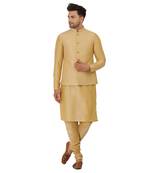 Gold Quilted Nehru Jacket Set