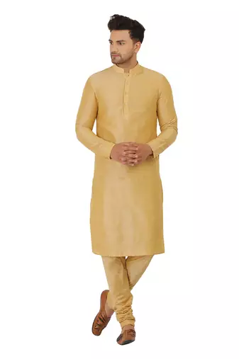 Gold Quilted Nehru Jacket Set