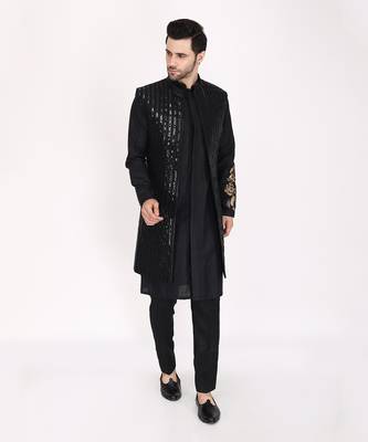 Black Indo Western With Hand Embroidery Kurta Set 1