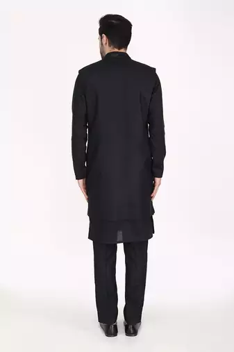 Black Indo Western With Hand Embroidery Kurta Set