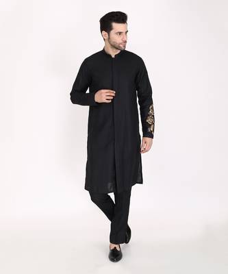 Black Indo Western With Hand Embroidery Kurta Set 4