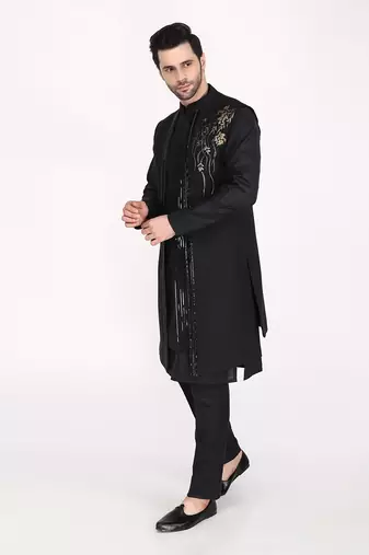 Black Indo Western Kurta Set