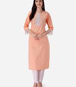 Seamore Cotton Slub Pink Printed For Women Stitched Kurta Set