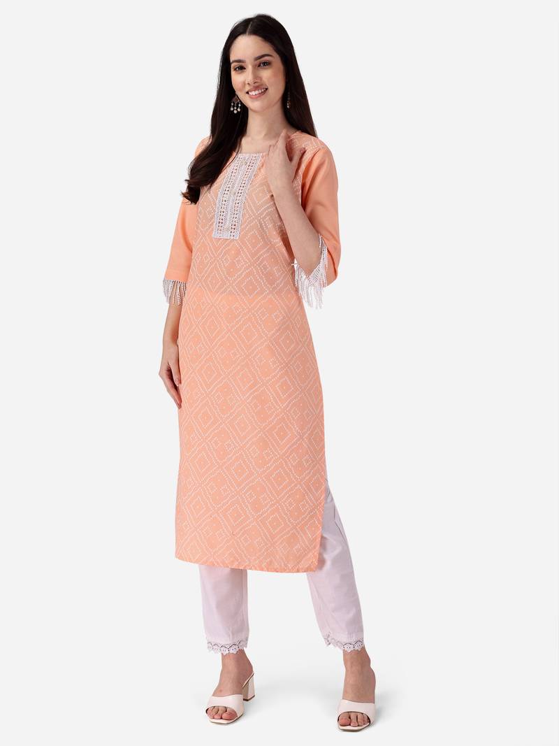 Seamore Cotton Slub Pink Printed For Women Stitched Kurta Set