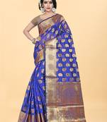 Purple Woven Banarasi silk blend Saree With Blouse