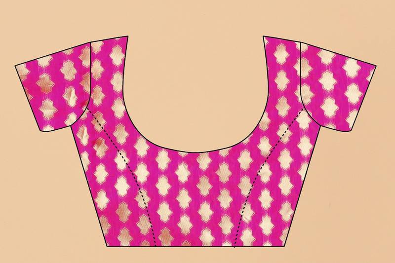 Blue Woven Banarasi silk blend Saree With Blouse