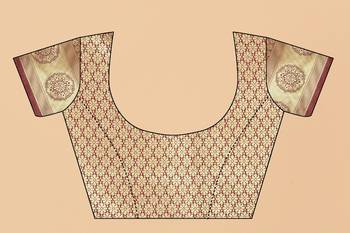 Maroon Woven Banarasi silk blend Saree With Blouse 4