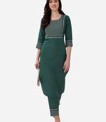 Seamore Cotton Blend Green Embroidery For Women Stitched Kurta Set