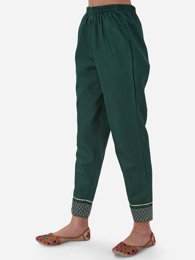 Seamore Cotton Blend Green Embroidery For Women Stitched Kurta Set