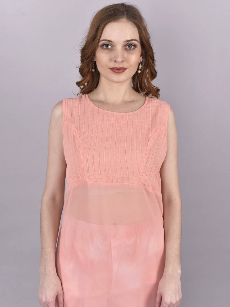 Seamore Georgate Pink Plain For Women Stitched Kurta Set