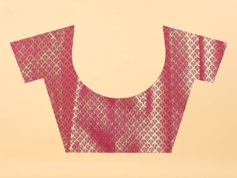 Pink Woven Banarasi silk blend Saree With Blouse