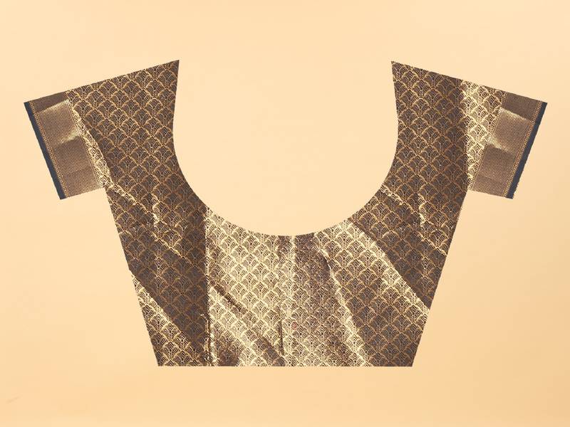 Black Woven Banarasi silk blend Saree With Blouse