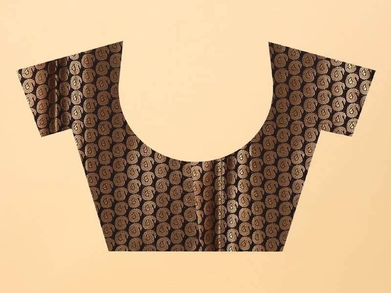 Black Woven Banarasi silk blend Saree With Blouse