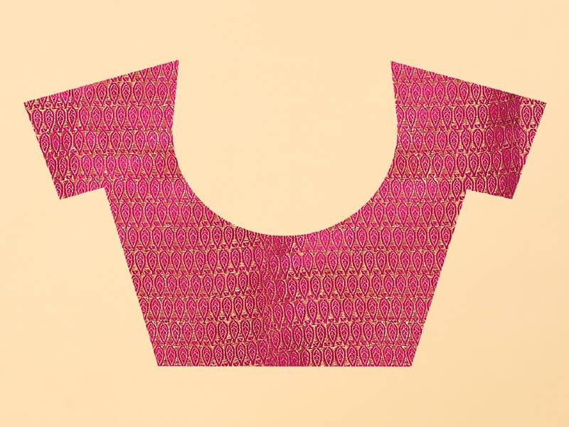 Pink Woven Banarasi silk blend Saree With Blouse