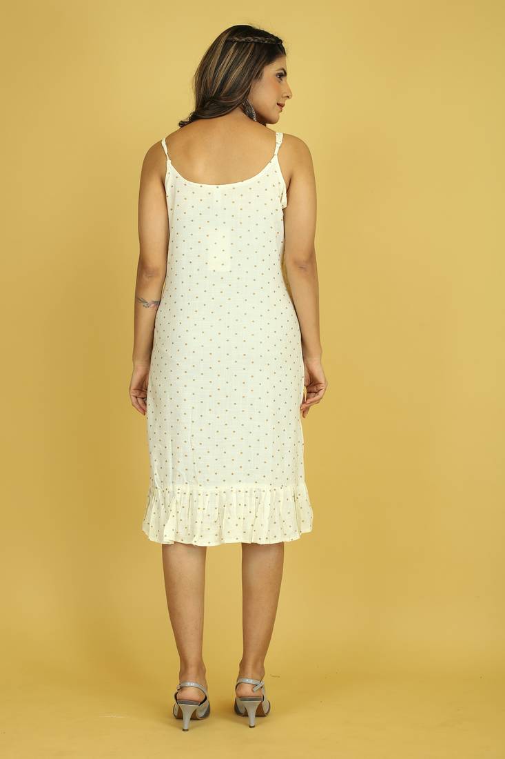 Seamore Rayon Cream Foil Print For Women Stitched Kurta