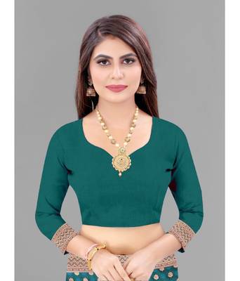 Green Woven Banarasi silk blend Saree With Blouse 4