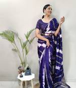 Purple printed pure viscose saree WITH UN-STITCHED BLOUSE