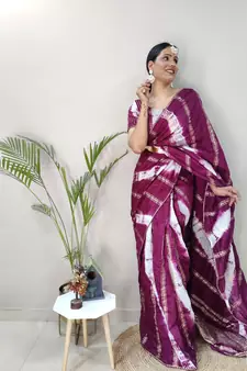 Light wine printed pure viscose saree WITH UN-STITCHED BLOUSE