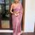 Light baby pink plain pure satin saree with blouse