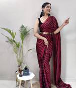 Blood red plain art silk sarees saree WITH UN-STITCHED BLOUSE