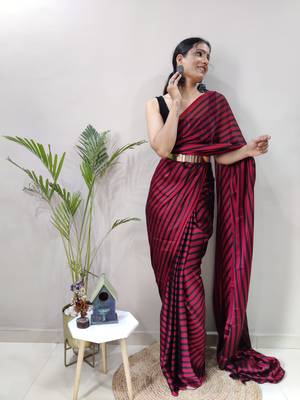 Blood red plain art silk sarees saree WITH UN-STITCHED BLOUSE 3