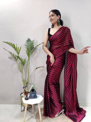Blood red plain art silk sarees saree WITH UN-STITCHED BLOUSE 4
