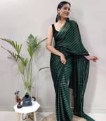 Dark green plain art silk sarees saree WITH UN-STITCHED BLOUSE