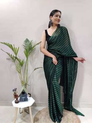 Dark green plain art silk sarees saree WITH UN-STITCHED BLOUSE 2