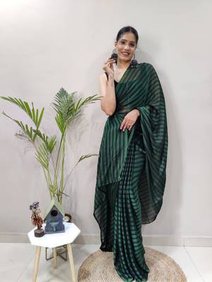 Dark green plain art silk sarees saree WITH UN-STITCHED BLOUSE 3