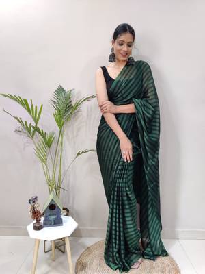 Dark green plain art silk sarees saree WITH UN-STITCHED BLOUSE 4