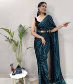 Dark electric blue plain art silk sarees saree WITH UN-STITCHED BLOUSE