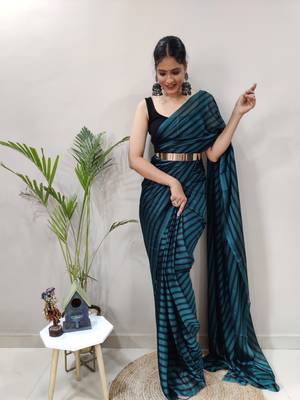 Dark electric blue plain art silk sarees saree WITH UN-STITCHED BLOUSE 2