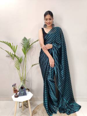 Dark electric blue plain art silk sarees saree WITH UN-STITCHED BLOUSE 4