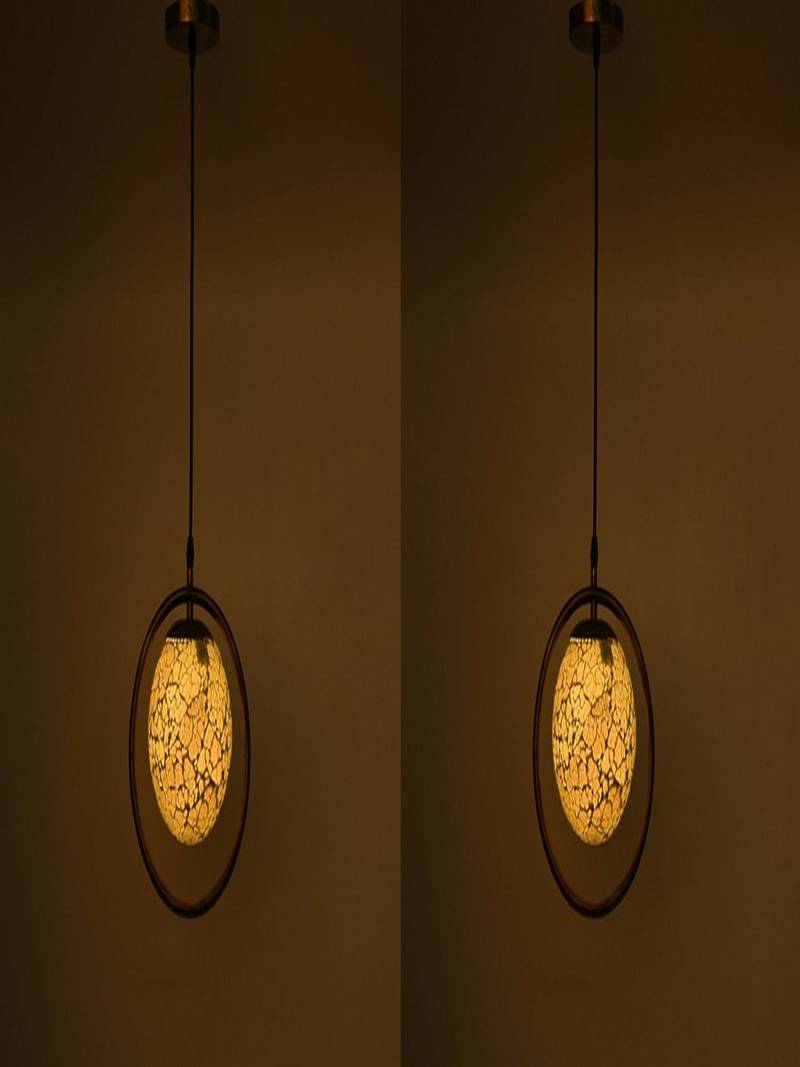 Glass Pendant Hanging Ceiling Lamp With Stylish Metal Round Fitting -A23