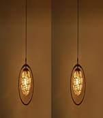 Glass Pendant Hanging Ceiling Lamp With Stylish Metal Round Fitting -A26