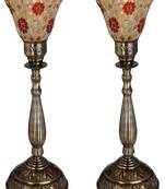 Antique Style Metal & Glass Table Lamp For Home