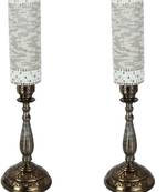 Antique Style Metal & Glass Table Lamp For Home