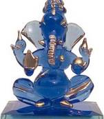 Blessing Spiritual Blue Ganesha Gold Polished Showpiece