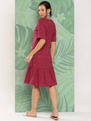 Maroon embroidered viscose rayon long-dresses 3
