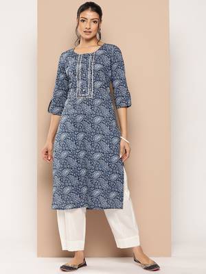 Blue printed cotton ethnic-kurtis 2