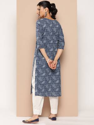 Blue printed cotton ethnic-kurtis 4