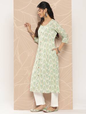 White printed cotton ethnic-kurtis 2