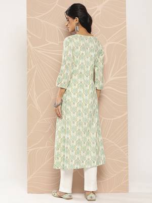 White printed cotton ethnic-kurtis 3