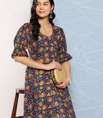 Blue printed cotton ethnic-kurtis