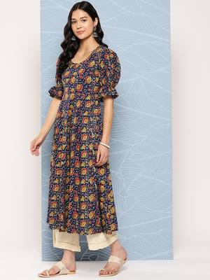 Blue printed cotton ethnic-kurtis 3