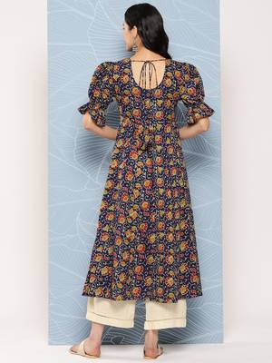 Blue printed cotton ethnic-kurtis 4