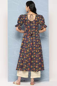 Blue printed cotton ethnic-kurtis