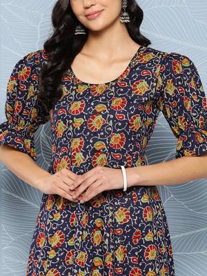 Blue printed cotton ethnic-kurtis 5