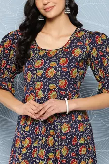 Blue printed cotton ethnic-kurtis